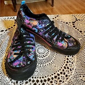 Women's Rocketdog Slip On Canvas Shoes Neon Paint Splatter Size 7.5